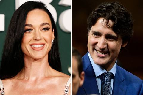 A cantora Katy Perry e o ex-primeiro-ministro canadense Justin Trudeau