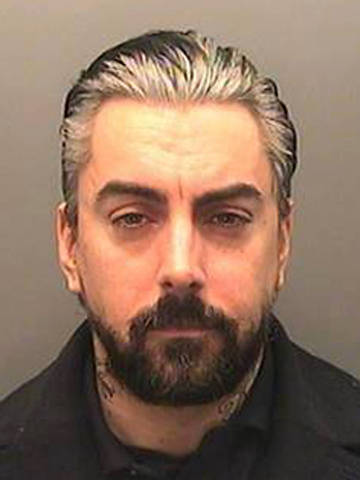 A handout picture released by South Wales Police on December 17, 2013 shows a portrait of British rock singer Ian Watkins who pleaded guilty on November 26, 2013 to the attempted rape of a baby and a string of other child sex offences. West Yorkshire police said former Lostprophets singer Ian Watkins died in prison on October 11, 2025. He was jailed on December 18, 2013 for 35 years at Cardiff Crown Court for a string of child sex offences including the attempted rape of a baby. (Photo by SOUTH WALES POLICE / AFP) ORG XMIT: DAN1343